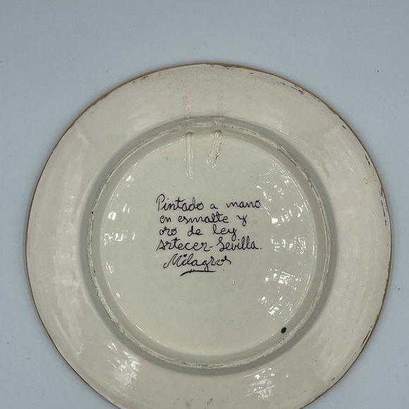 Vintage Ceramicas Sevilla Spain, 24k gold trim decorative Wall Plate - Picture 7 of 9